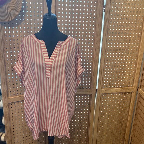 Tops - Striped Pink and White Women's Top